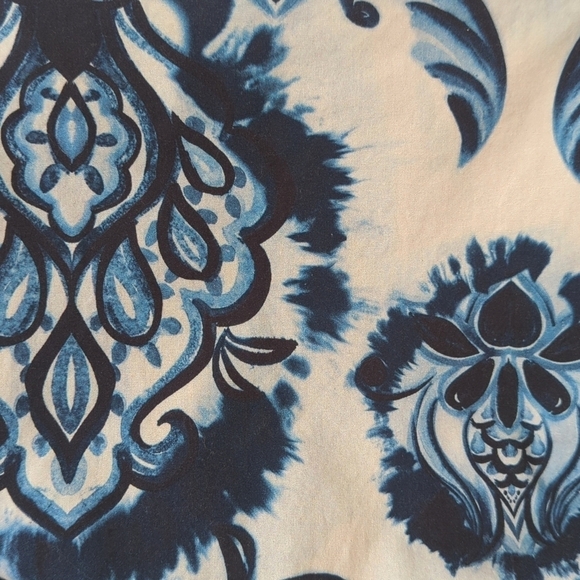 Zara Tie Dyed & Paisley Printed Square Neck Ruched Side Tank Top Blue Beige S - Picture 5 of 10